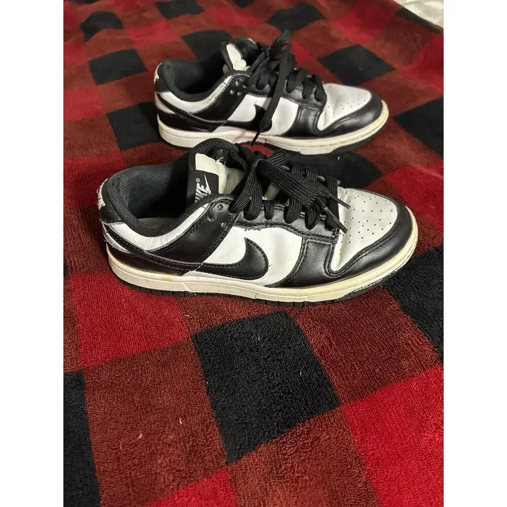 Nike Dunk Low Black/White Leather Colorblock Unisex Kids US 5 DD1503-101 Panda